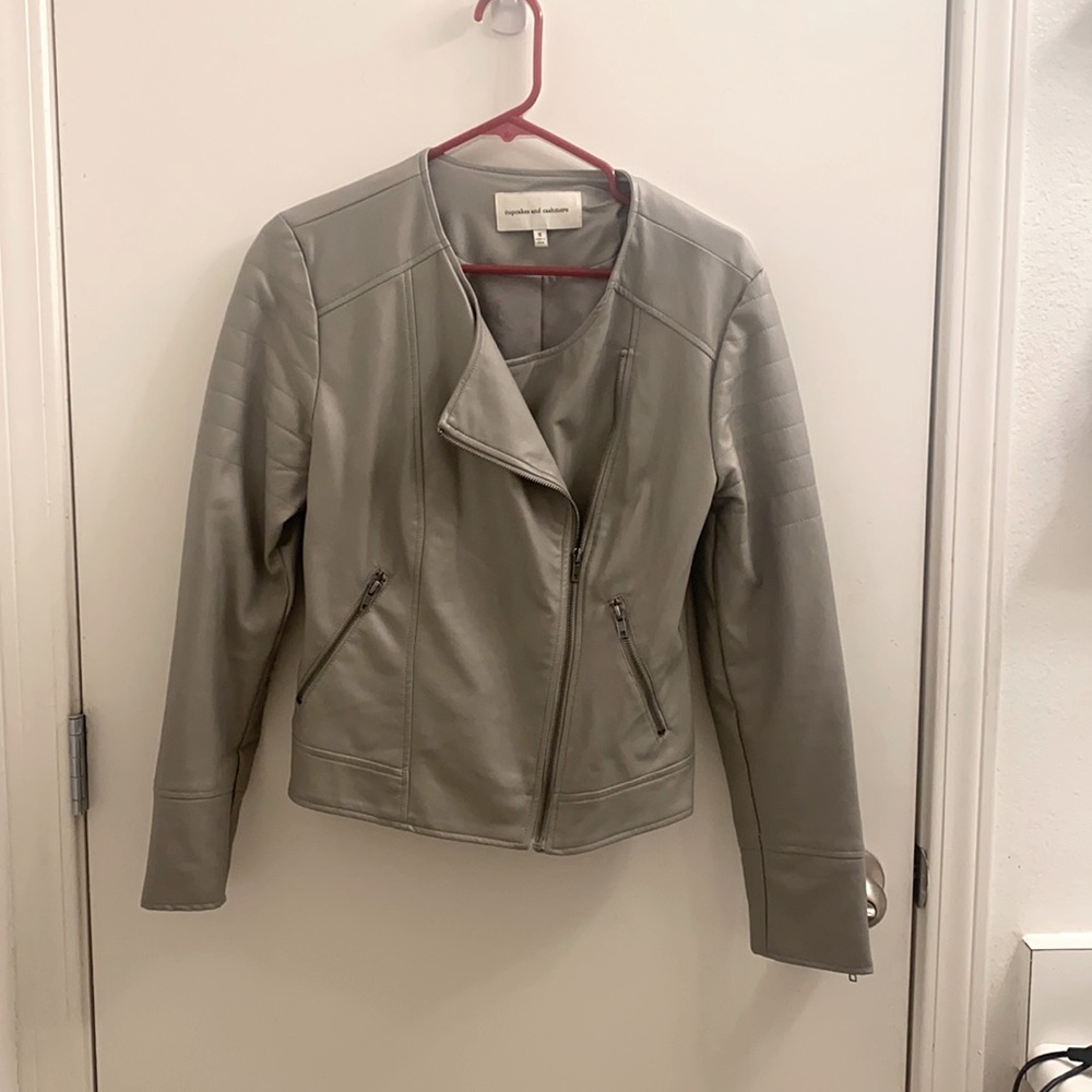 Cupcakes and Cashmere grey leather jacket